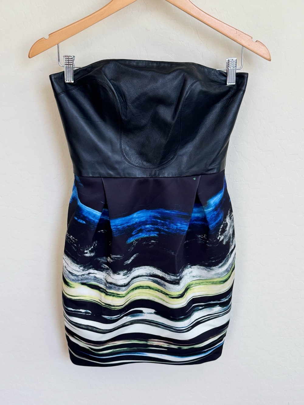 Sachin + Babi Auriga Strapless Genuine Lamb Leather Bustier Mini Dress Size 4